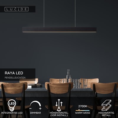 Lucide RAYA LED - Pendelleuchten - LED Dim. - 1x36W 2700K - Schwarz